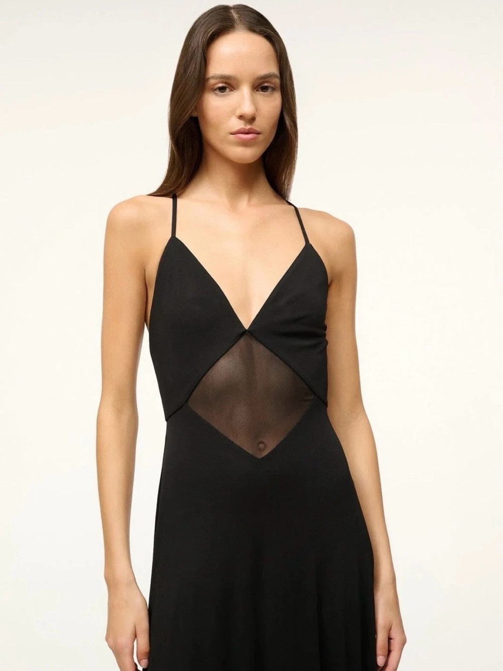 STAUD Fleur Dress – Black Sheer Cutout Maxi Gown NWT Size Small MSRP$450 - Picture 4 of 16